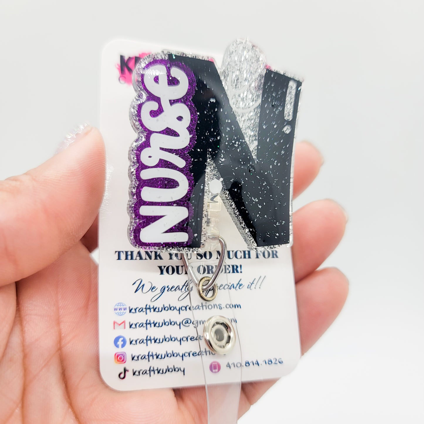 Nurse - Acrylic Badge Reel - 2 inch Retractable Badge Reel - Interchangeable