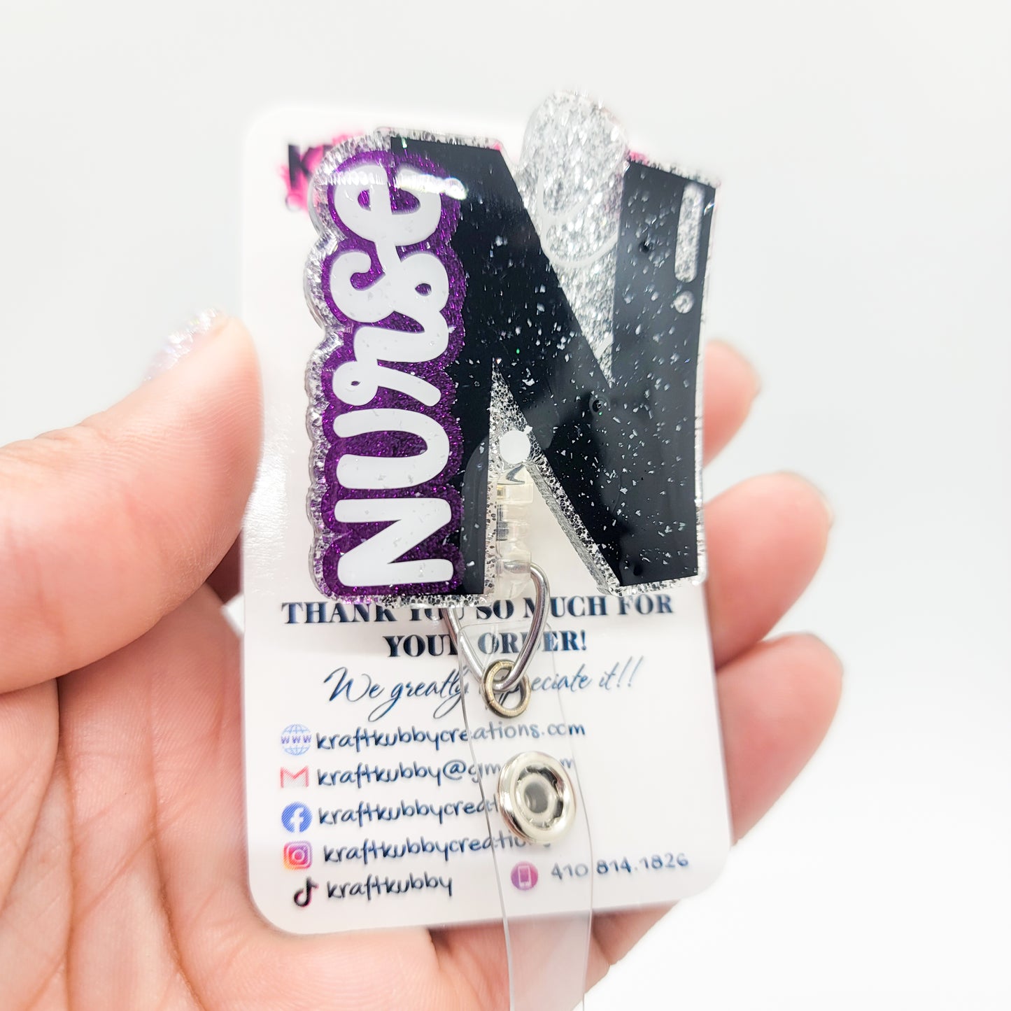 Nurse - Acrylic Badge Reel - 2 inch Retractable Badge Reel - Interchangeable