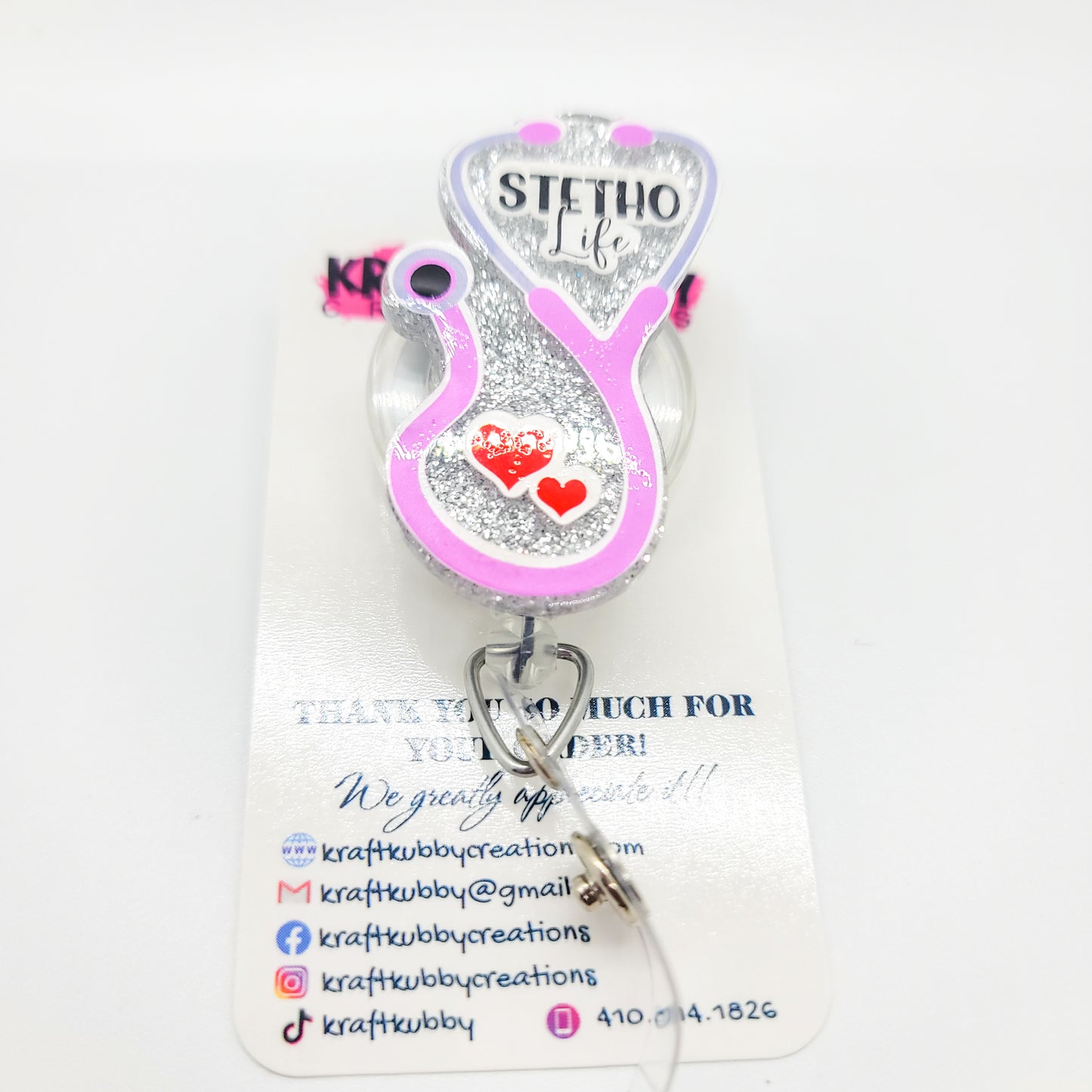 Stetho Life - Acrylic Badge Reel - 2 inch Retractable Badge Reel - Interchangeable
