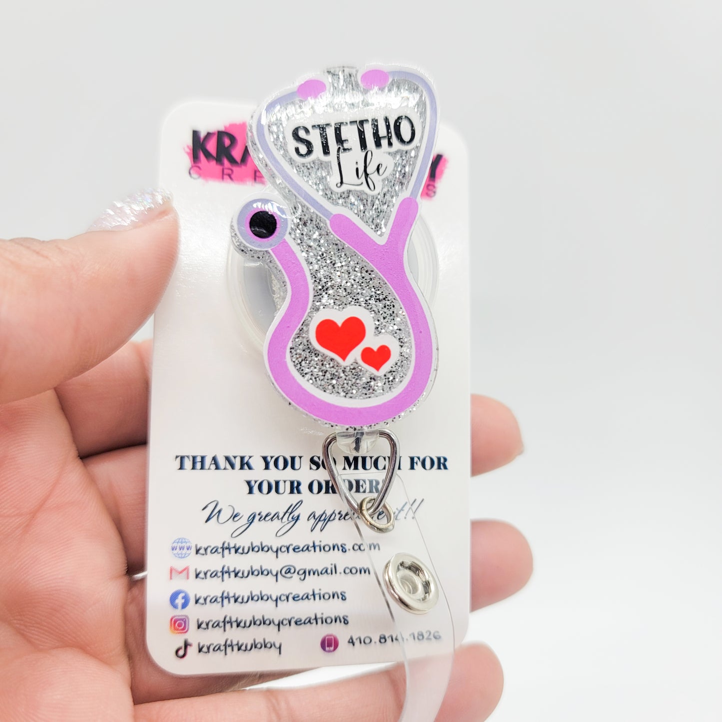 Stetho Life - Acrylic Badge Reel - 2 inch Retractable Badge Reel - Interchangeable