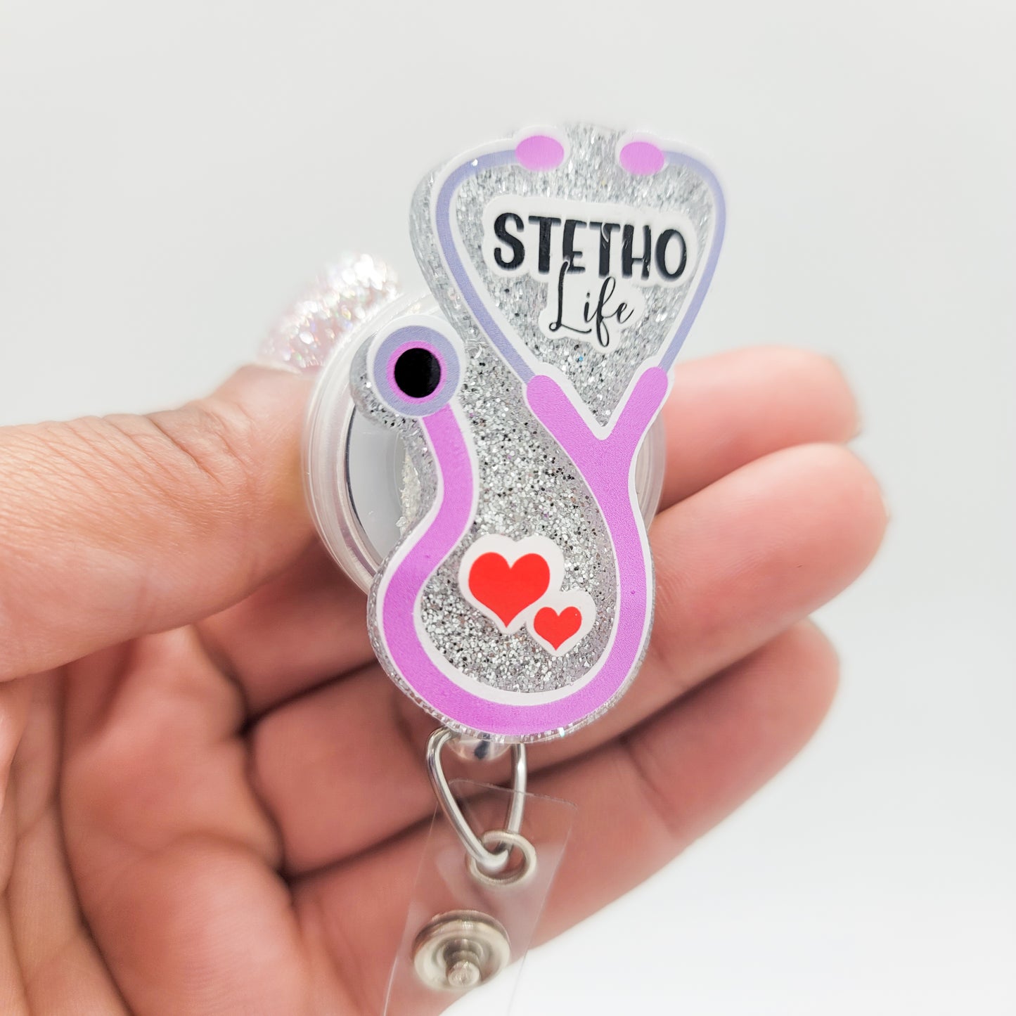 Stetho Life - Acrylic Badge Reel - 2 inch Retractable Badge Reel - Interchangeable