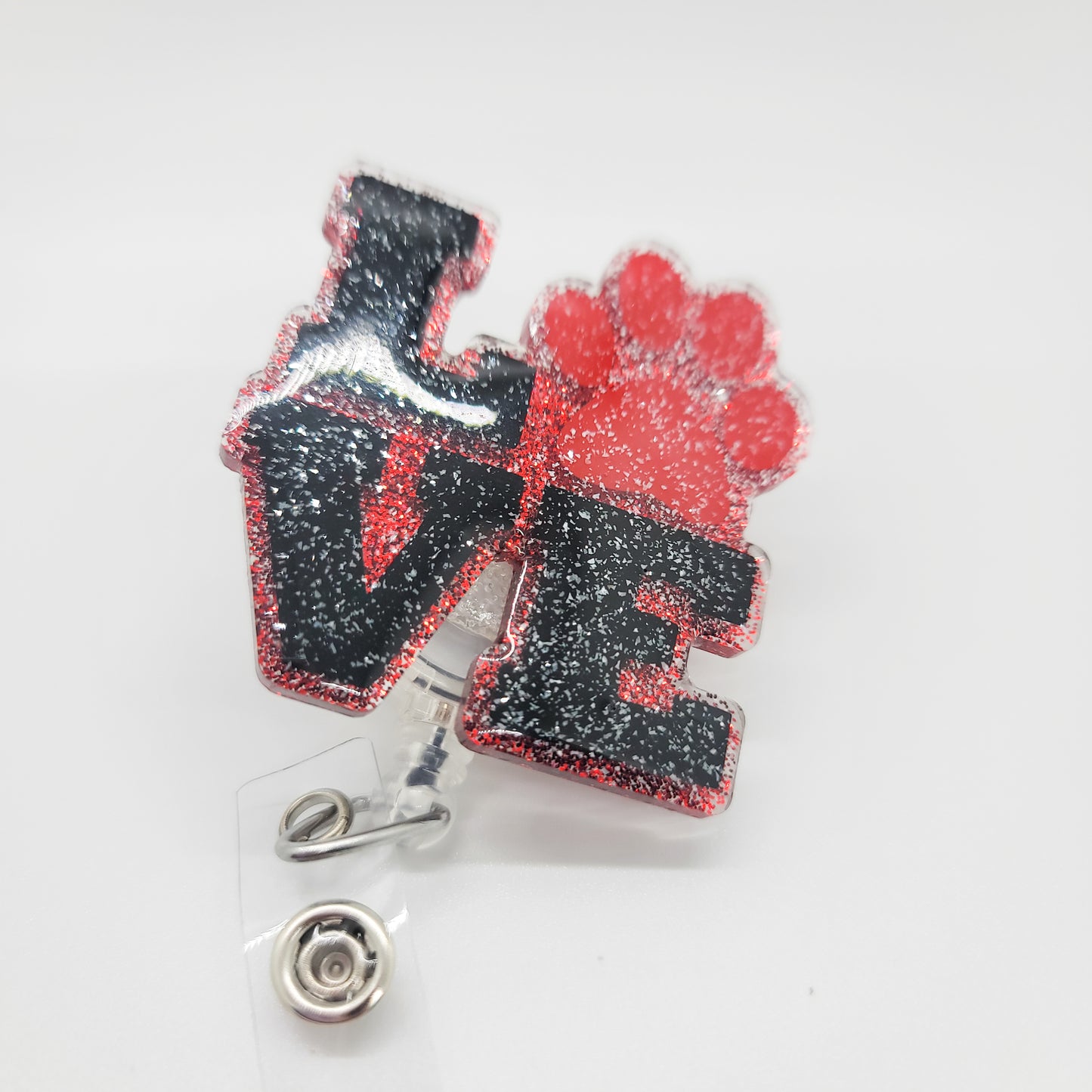 Love Paw- Acrylic Badge Reel - 2 inch Retractable Badge Reel - Interchangeable