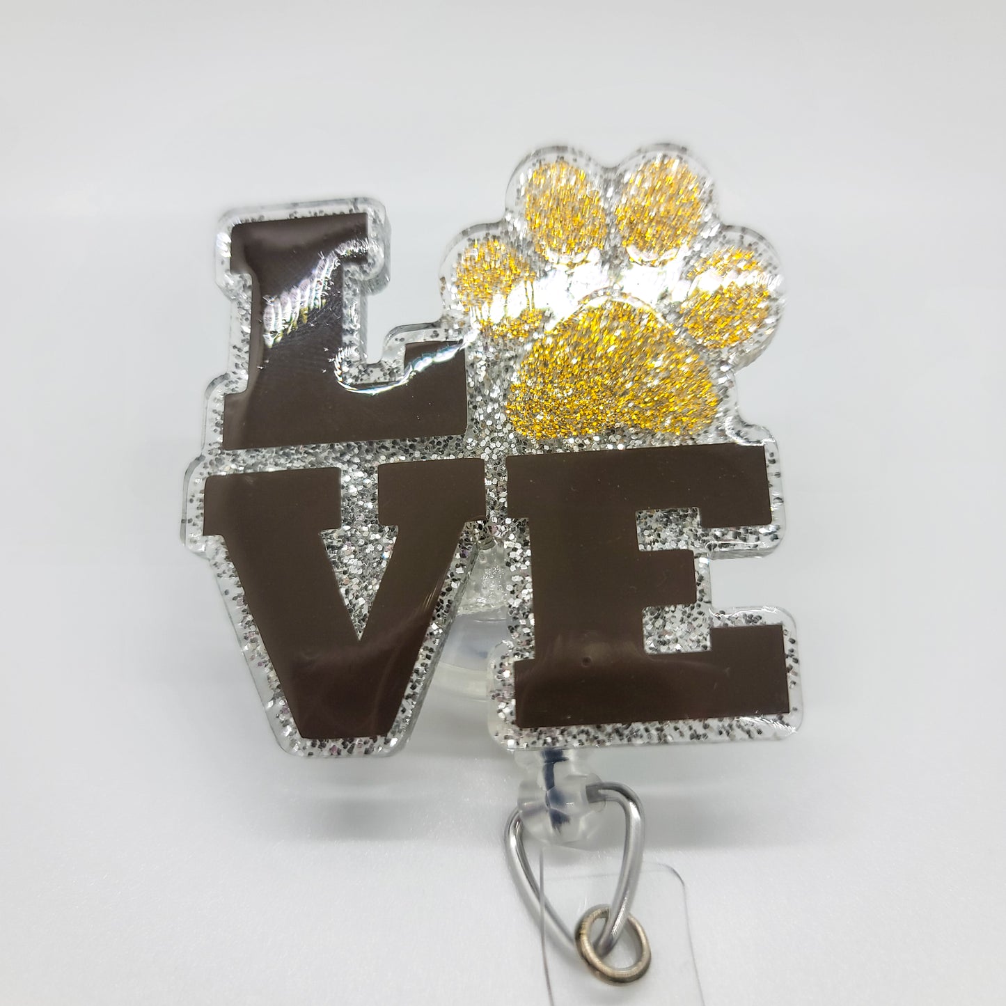 Love Paw- Acrylic Badge Reel - 2 inch Retractable Badge Reel - Interchangeable