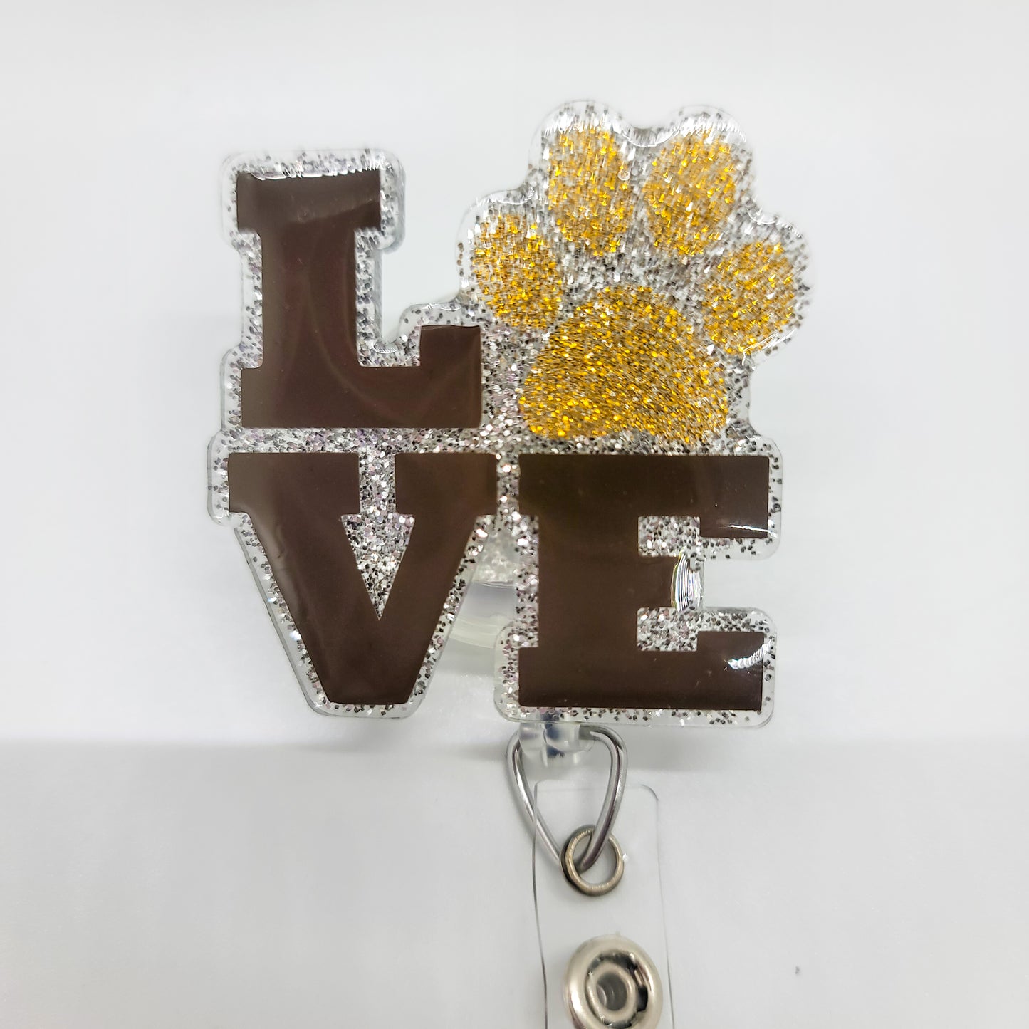 Love Paw- Acrylic Badge Reel - 2 inch Retractable Badge Reel - Interchangeable