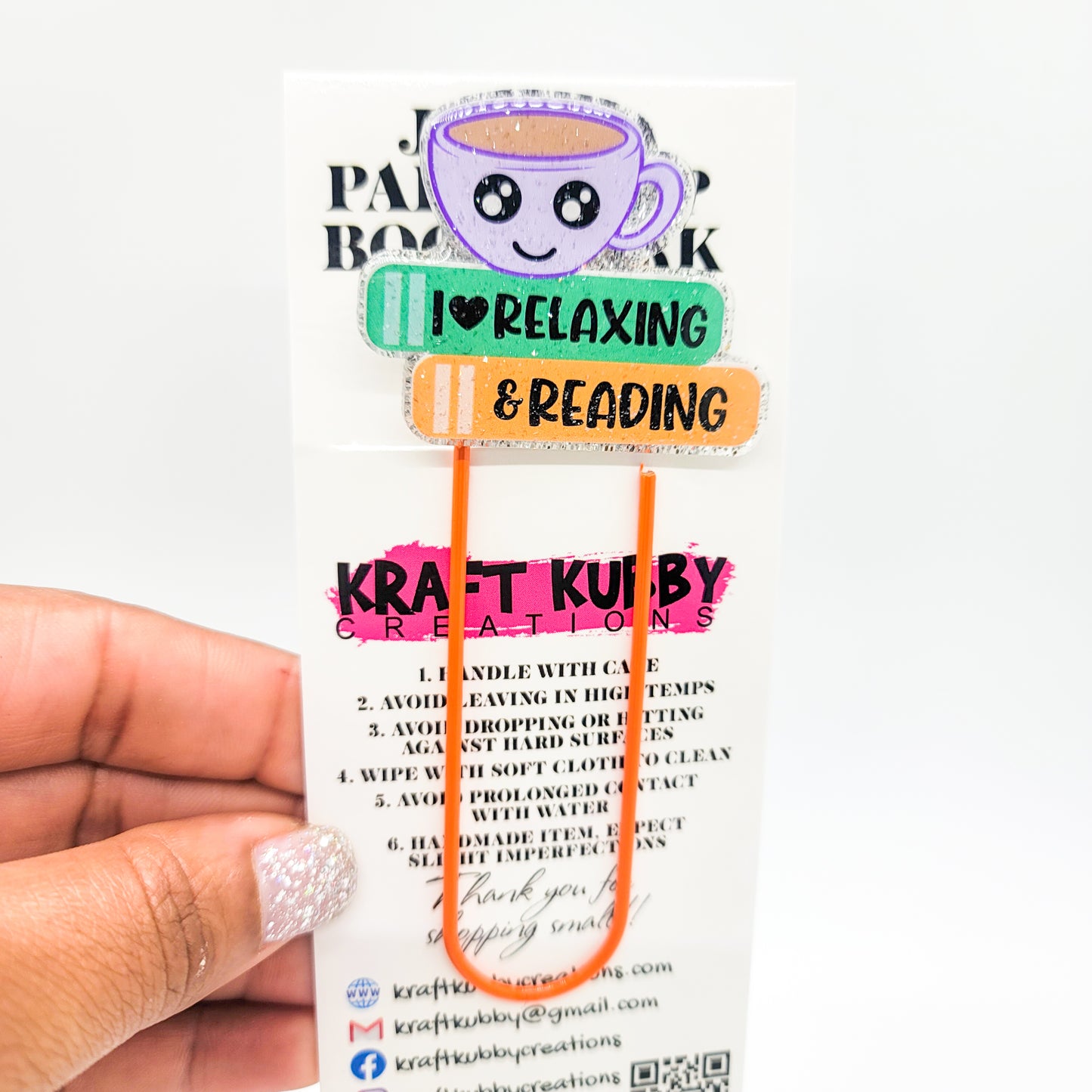 Bookmark | Jumbo 4" Paperclip | Books with Coffee