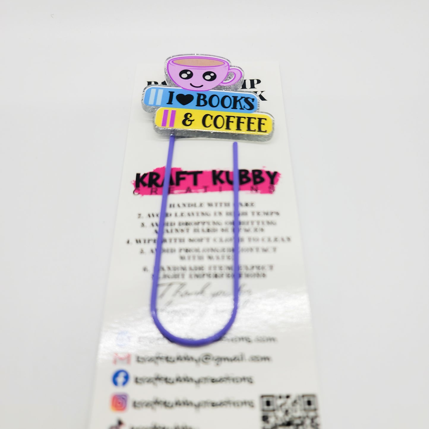 Bookmark | Jumbo 4" Paperclip | Books with Coffee