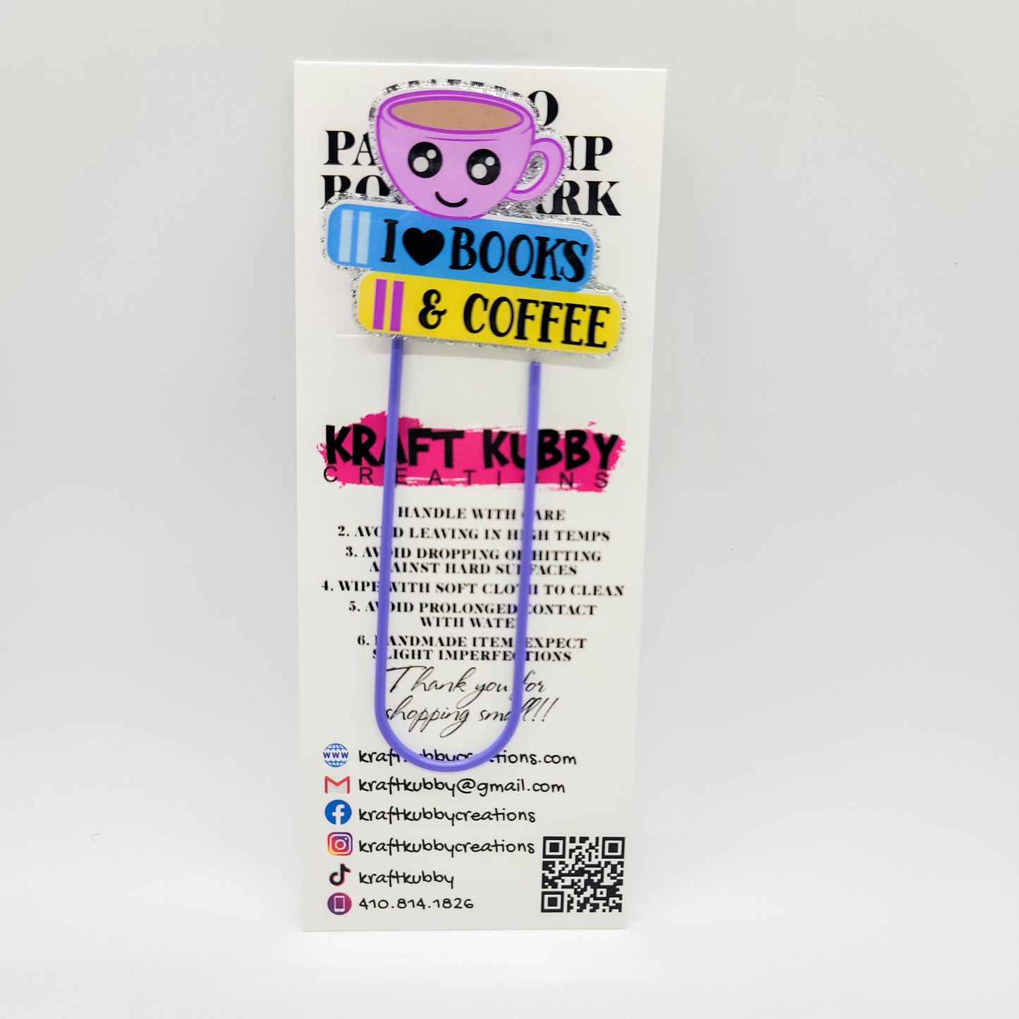 Bookmark | Jumbo 4" Paperclip | Books with Coffee