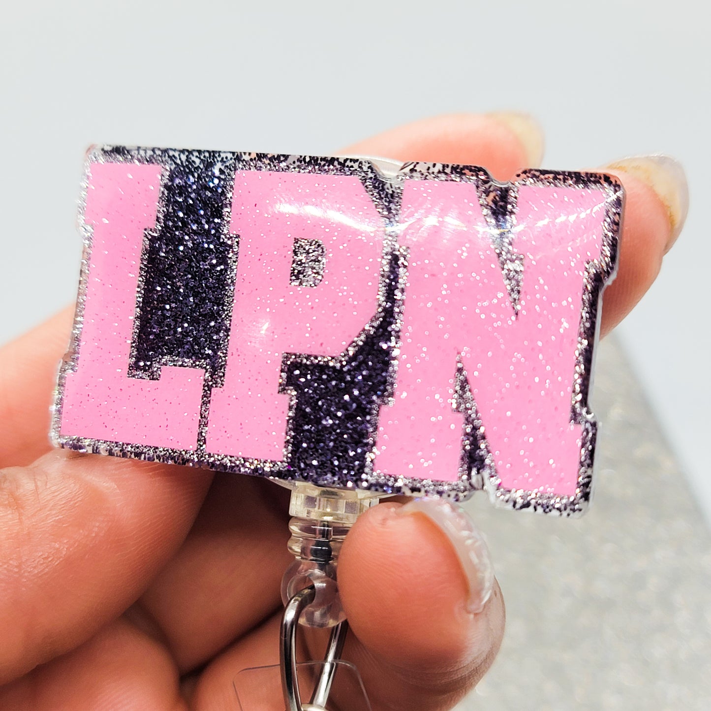 LPN - Acrylic Badge Reel - 2 inch Retractable Badge Reel - Interchangeable