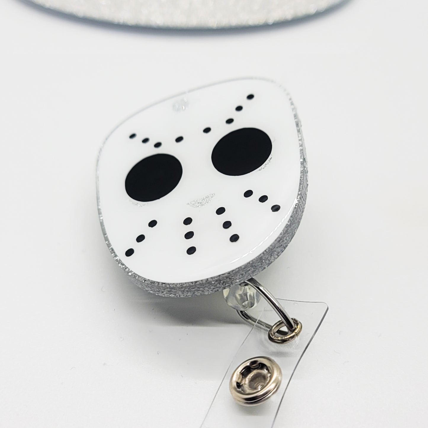 Jason Voorhees Mask - Acrylic Badge Reel - 2 inch Retractable Badge Reel - Halloween - Interchangeable