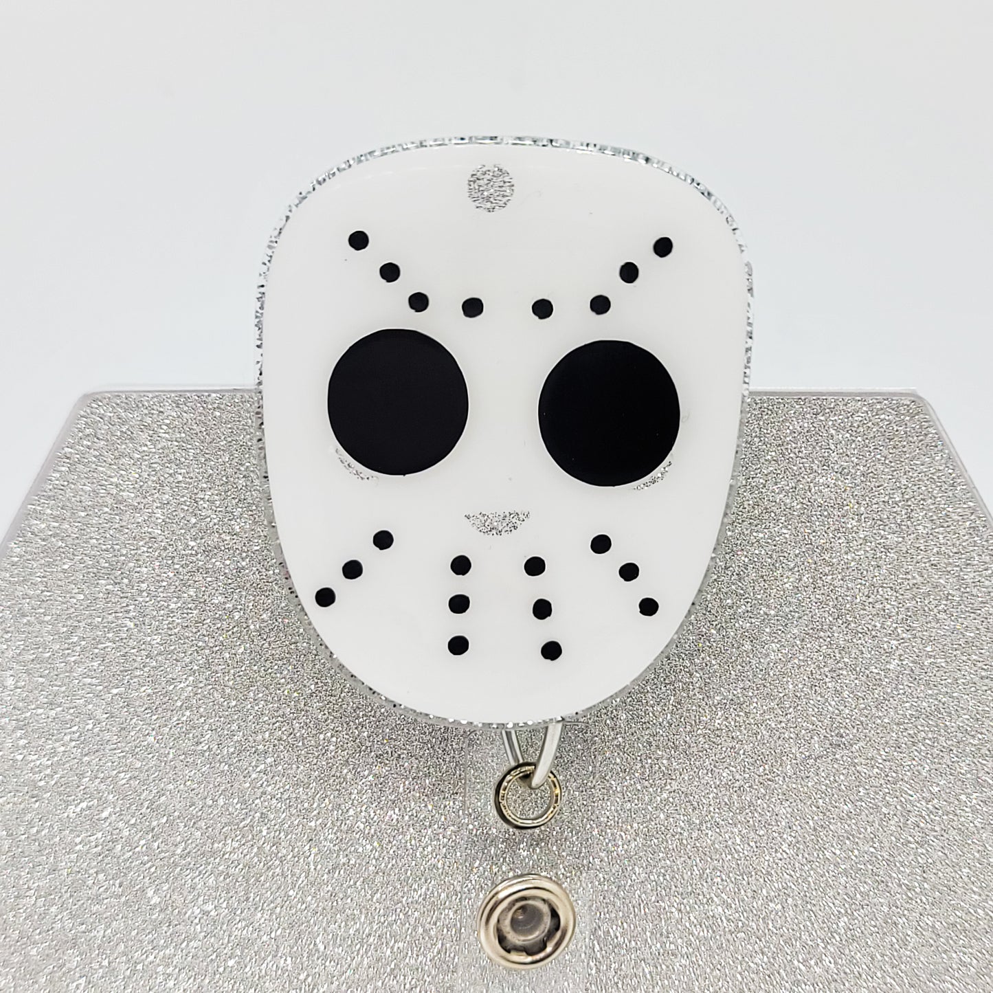 Jason Voorhees Mask - Acrylic Badge Reel - 2 inch Retractable Badge Reel - Halloween - Interchangeable