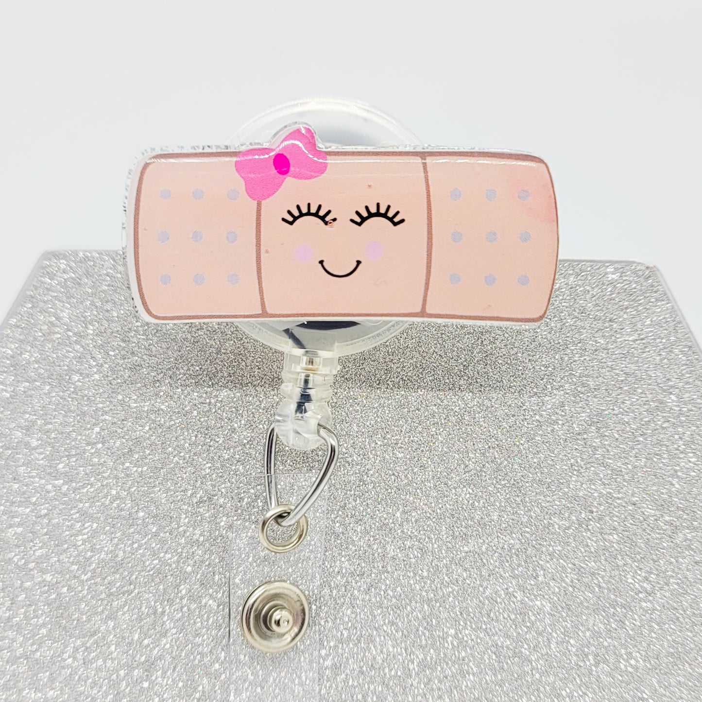 Band Aid Girlie - Acrylic Badge Reel - 2 inch Retractable Badge Reel - Interchangeable