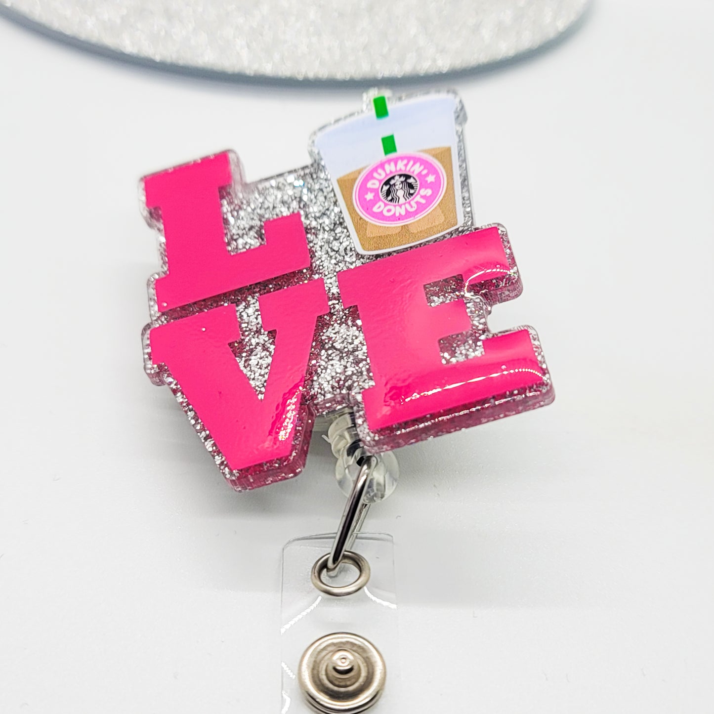 Love Coffee- Acrylic Badge Reel - 2 inch Retractable Badge Reel - Interchangeable