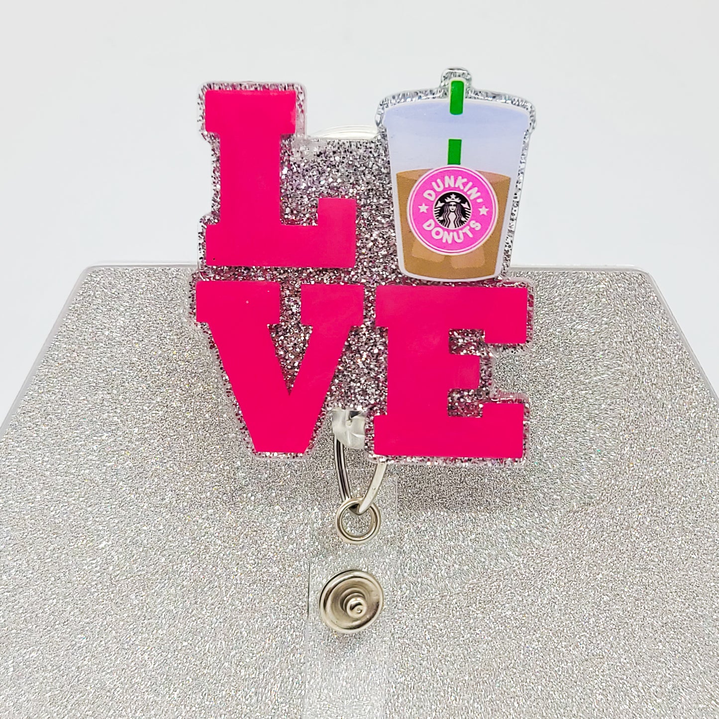 Love Coffee- Acrylic Badge Reel - 2 inch Retractable Badge Reel - Interchangeable