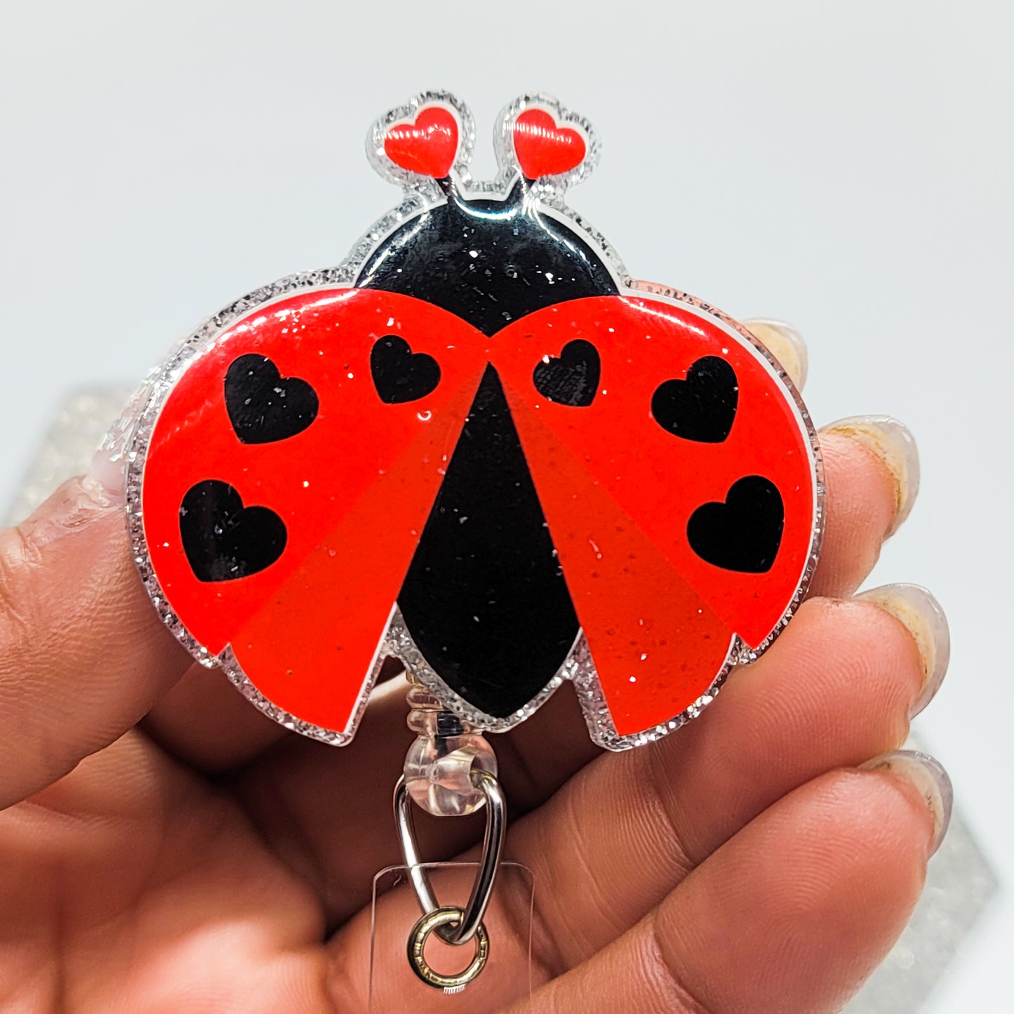 Lady Bug - Acrylic Badge Reel - 2 inch Retractable Badge Reel - Halloween - Interchangeable