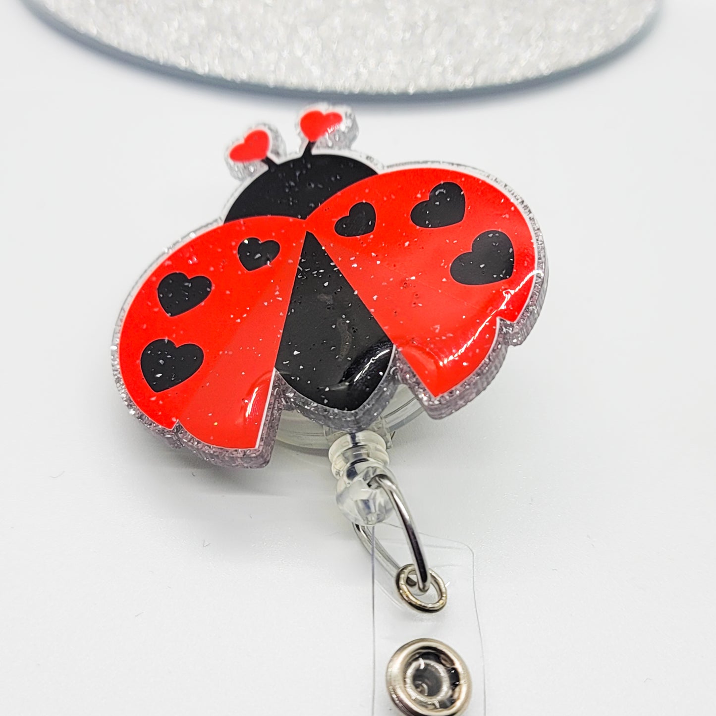 Lady Bug - Acrylic Badge Reel - 2 inch Retractable Badge Reel - Halloween - Interchangeable