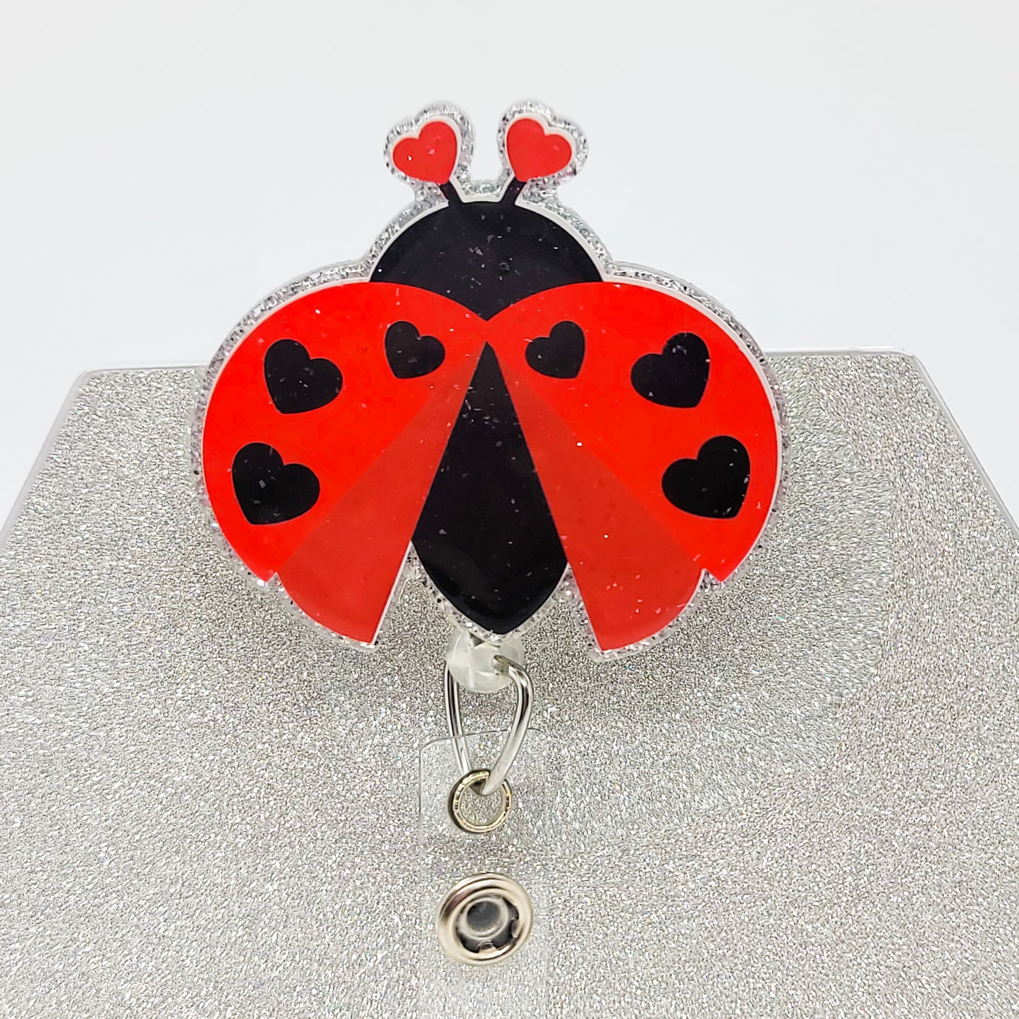 Lady Bug - Acrylic Badge Reel - 2 inch Retractable Badge Reel - Halloween - Interchangeable