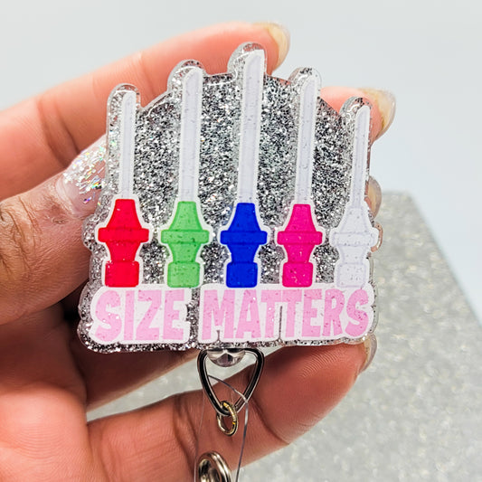 Size Matters - Acrylic Badge Reel - 2 inch Retractable Badge Reel - Interchangeable