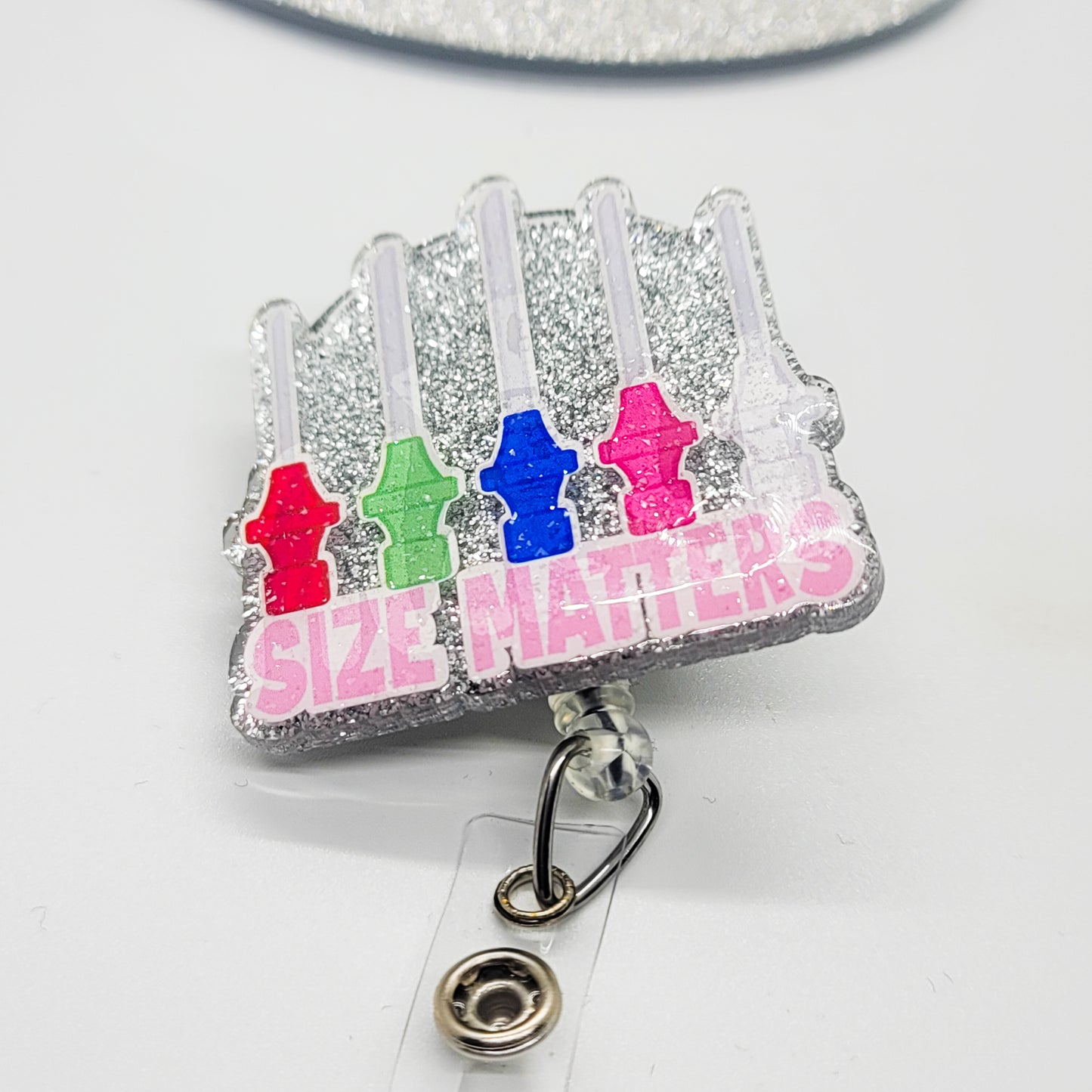 Size Matters - Acrylic Badge Reel - 2 inch Retractable Badge Reel - Interchangeable