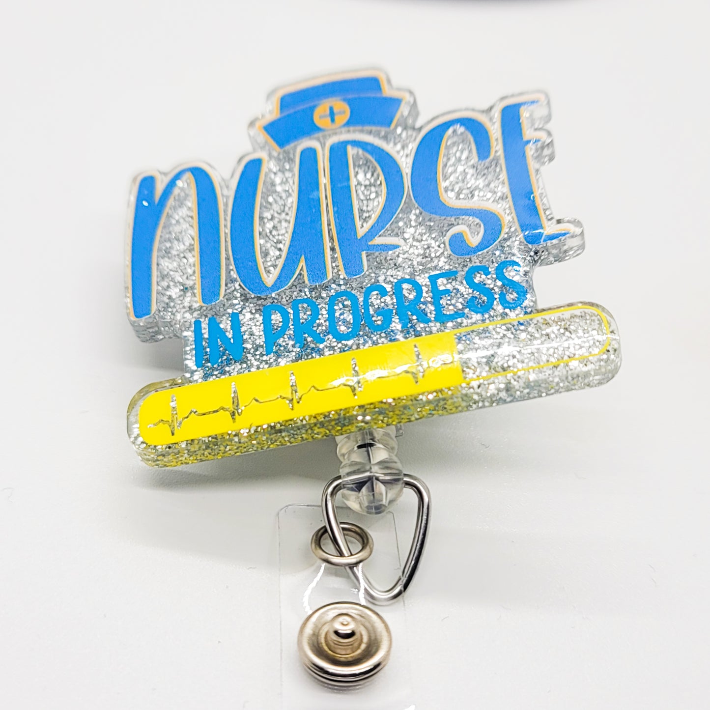 Nurse in Progress - Acrylic Badge Reel - 2 inch Retractable Badge Reel - Interchangeable