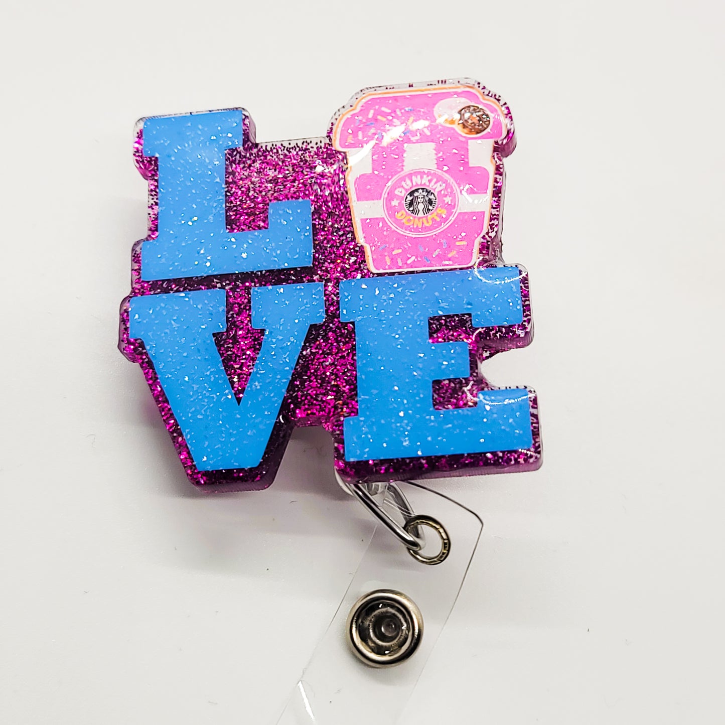 Love Coffee- Acrylic Badge Reel - 2 inch Retractable Badge Reel - Interchangeable