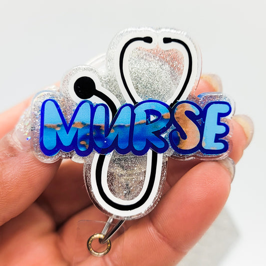 Murse Stethoscope - Acrylic Badge Reel - 2 inch Retractable Badge Reel - Interchangeable