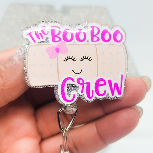 The Boo Boo Crew - Acrylic Badge Reel - 2 inch Retractable Badge Reel - Interchangeable