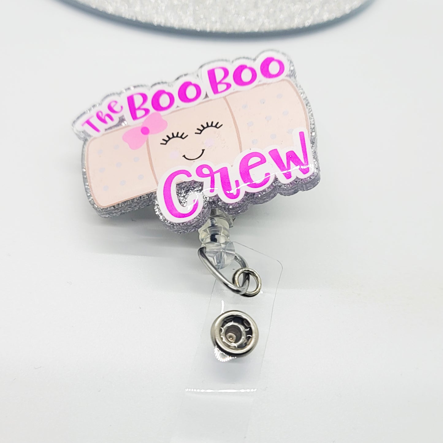 The Boo Boo Crew - Acrylic Badge Reel - 2 inch Retractable Badge Reel - Interchangeable