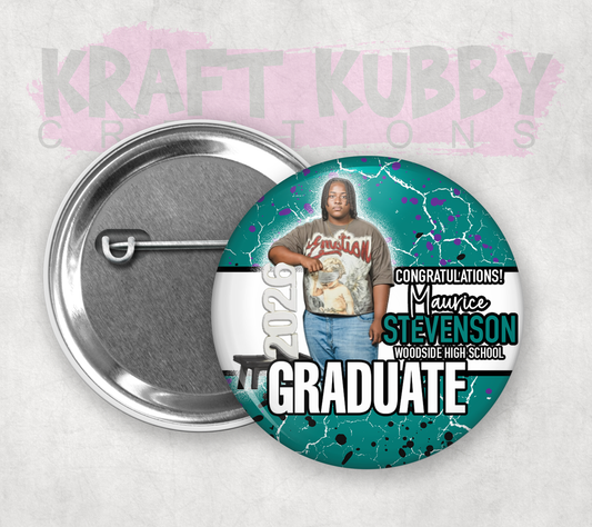 Buttons - Custom Graduation Pinback Buttons - 3 Button Sizes to Choose From